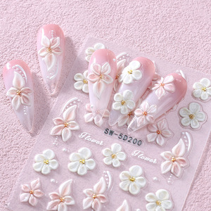 Pegatinas de Uñas con Relieve 5D, Diseños de Flores y Vida Marina, Calcomanías Autoadhesivas para Uñas, Arte Floral 3D para Uñas Acrílicas - Product Image 1