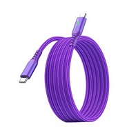 Cable USB C a USB C de 240W, 1M 2M 3M, Trenzado de Nailon, Carga Ultra Rápida, Sincronización de Datos, Indicador LED para Laptop, Teléfono, Tablet