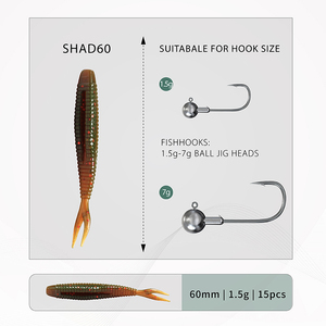 XINV SHAD60 60MM 1.5G 15 pz/borsa Wobbler realistico in plastica arcobaleno bionico esca <span class=keywords><strong>da</strong></span> <span class=keywords><strong>pesca</strong></span> con esca morbida spigola verme - Product Image 2