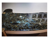 Prix des comptoirs en granit naturel personnalisés, Madagascar, granit bleu labradorite poli, réception d'hôtel