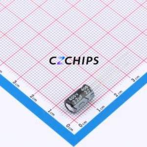 Condensateur électrolytique en aluminium à montage traversant DHC400M225E114S1AA, montage traversant, D6.3xL11mm 2.2uF 20% 400V 30mA-120Hz - Product Image 1