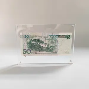 Aanpassen Doorzichtig Vierkant Plastic Vitrine Houder Acryl Papier Geld Display Frame