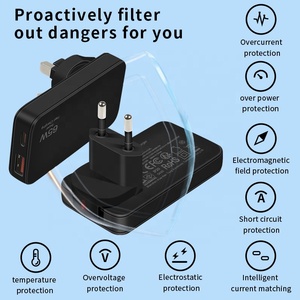 Sạc tường <span class=keywords><strong>USB</strong></span> nhanh gấp gọn siêu mỏng 65W PD, bộ chuyển đổi nguồn hai cổng Type-C, sạc nhanh cho iPhone 17 16, sạc laptop - Product Image 5