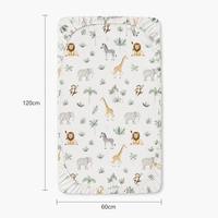 Drap de lit imprimé pour berceau 120x60cm certifié OEKO-TEX CPC REACH 100% coton motif animaux de la jungle, drap-housse pour bébé, housse de matelas pour lit parapluie