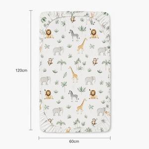 Lenzuolo per Culla Stampato 120x60cm Certificato OEKO-TEX CPC REACH 100% Cotone con Motivi Animali della Giungla, Coprimaterasso per Lettino - Product Image 2