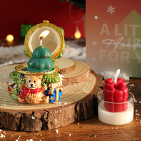 Bougie parfumée en céramique en forme d'ours de Noël de qualité supérieure, bougie parfumée artisanale pour une ambiance festive de Noël, coffret cadeau