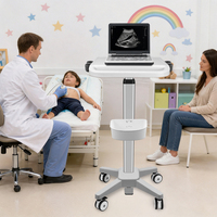 Chariot médical mobile en alliage d'aluminium avec poste de travail, chariot informatique d'hôpital avec plateau pour clavier, panier de rangement, étagère pour imprimante