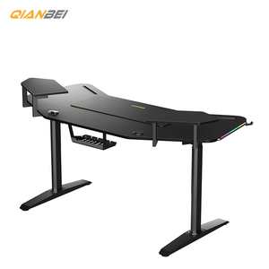 Bureau de travail réglable en hauteur à double moteur avec support pour ordinateur portable en bois pour tables de jeu et moniteur, surface en MDF - Product Image 4
