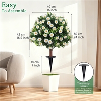 Künstlicher Chrysanthemen-Topiary-Ballbaum, wasserdichte Kunstpflanzen für den Außenbereich mit Erdspieß für Garten- und Rasendekoration