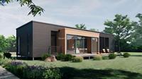 Maison préfabriquée moderne surélevée en forme de A avec grand balcon pour station balnéaire côtière