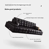 Canapé sectionnel trois places en cuir véritable de style italien, luxe léger, sans mur, électrique, petit salon