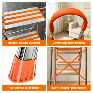 <span class=keywords><strong>Silla</strong></span> Escalera Plegable Moderna con Certificación CE 131, Multiusos, 3 Peldaños, Capacidad de 150 kg, para Cocina, Supermercado, Loft, Apartamento, Baño - Product Image 3
