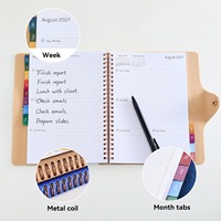 Agenda/Journal hebdomadaire/mensuel en cuir PU A5, reliure à point de selle à 360 degrés, fermeture à bouton-pression métallique, logo personnalisé, cadeau