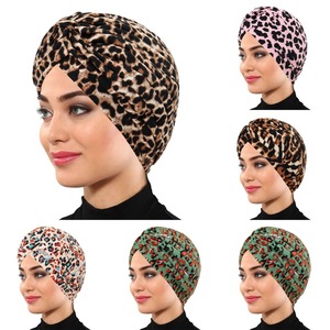 Gorro de turbante plisado de alta calidad para mujer, gorro árabe con estampado de leopardo, gorro Hijab - Product Image 1