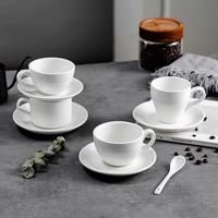 Ensemble de tasses à café et soucoupes en céramique blanche unie pour expresso, style italien nordique, en porcelaine, pour latte, thé, lait, pour le bureau