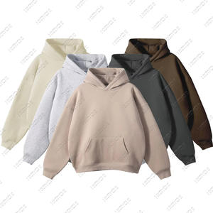 Haute qualité 380g sans cordes blanc polaire goutte épaule sweats à capuche hommes coton pull en gros impression personnalisée broderie sweats à capuche - Product Image 1