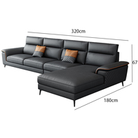 Ensemble de canapés en forme de L noirs luxueux, design italien moderne, en cuir PU, modulaire, pour salon de villa