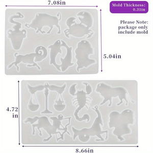 2 jeux de moules en silicone pour les 12 signes du zodiaque, boucles d'oreilles, accessoires, pendentifs, décoration intérieure. - Product Image 2