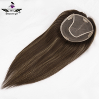 Topper Rambut Mono Ringan 6x6.5 Inch, Bernapas dan Tak Terlihat, untuk Wanita Berambut Tipis, Swiss Lace Mono Topper