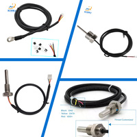 Sensor suhu air Digital tahan air 6*50mm baja tahan karat 304 untuk Probe alur bergulir DS18B20