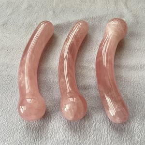 Natur Kristall Zauberstab Rosenquarz Rosa Penis Frauen Sexspielzeug Gebogener <span class=keywords><strong>Dildo</strong></span> Yoni Massage Zauberstab Für Frau <span class=keywords><strong>Dildo</strong></span> - Product Image 6