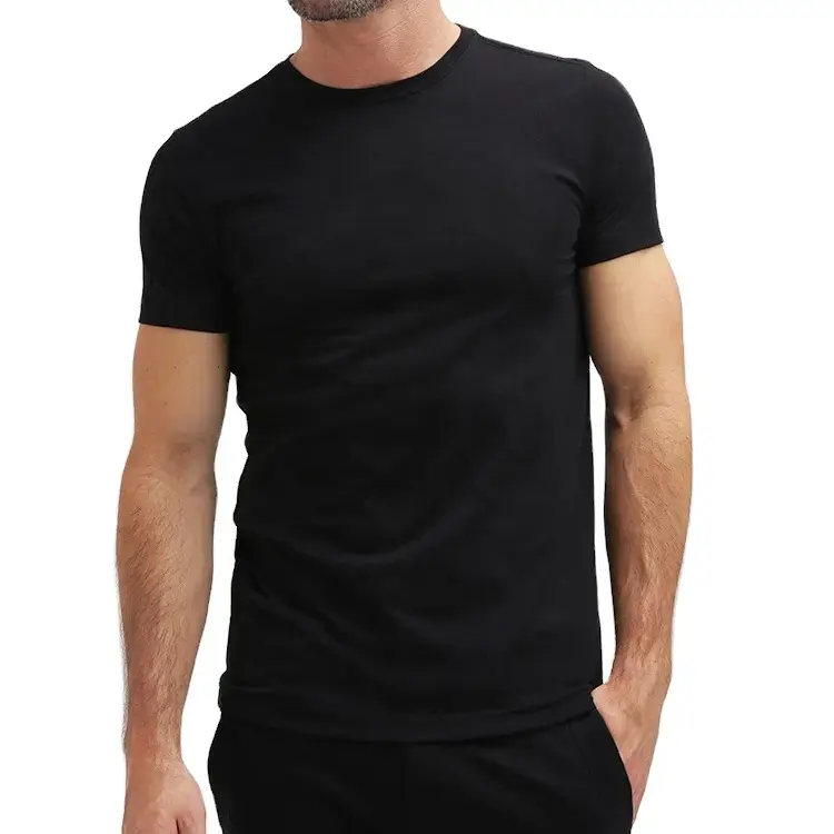 T-Shirt Fitness taglie forti per uomo all'ingrosso girocollo 95% cotone 5% elastan da uomo Slim Fit in cotone tinta unita in bianco T-Shirt da palestra