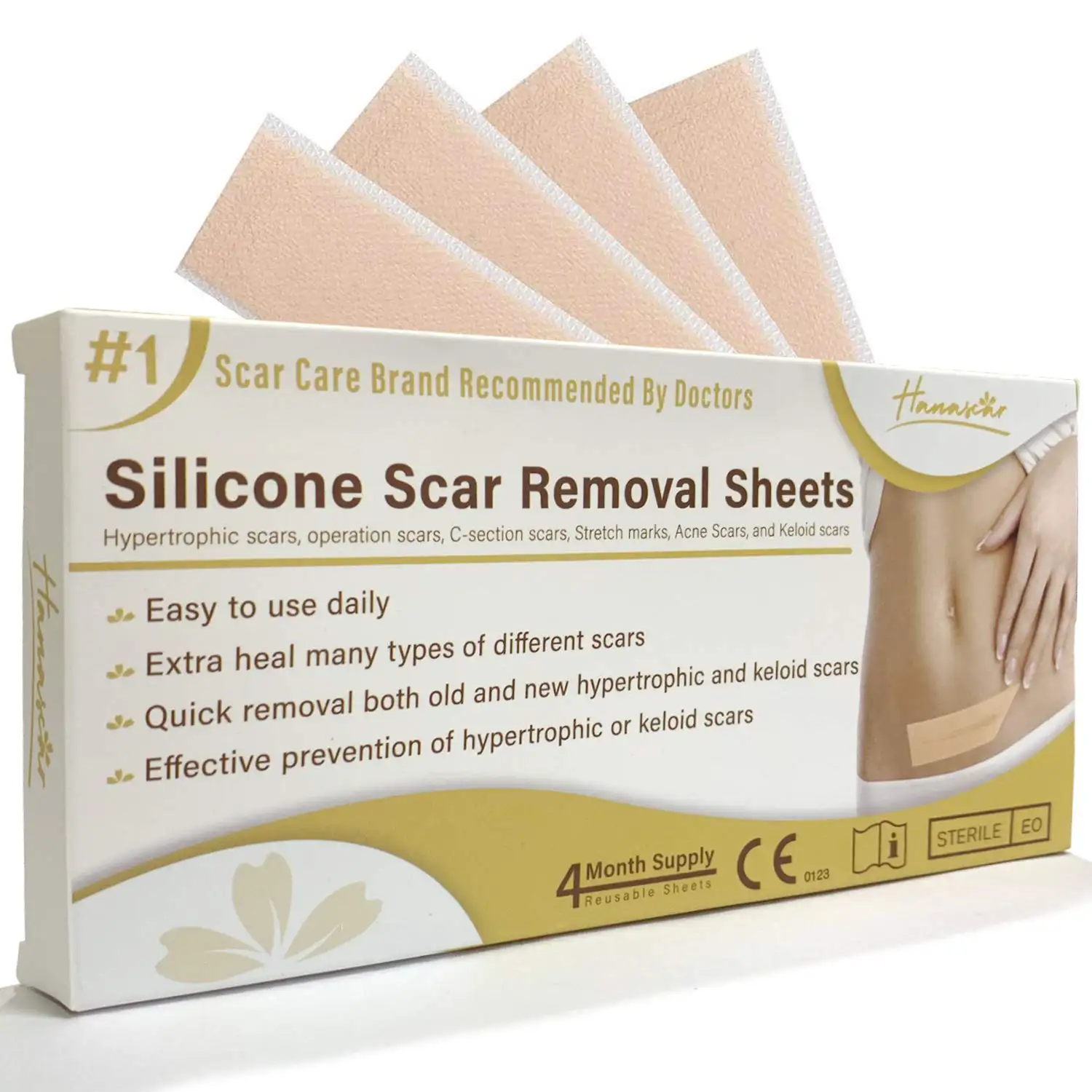 Efficient Surgery Silicone Gel Reusable Scar Therapy Patches Silicone Scar Sheets for Acne Trauma Burn