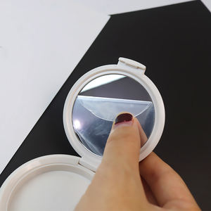 H002-polvo cosmético blanco perlado, caja vacía con espejo, 59mm, embalaje compacto, capa única, blanco perlado - Product Image 3