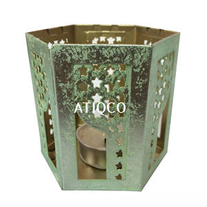 โหลเทียนเหล็กทรงหกเหลี่ยมสีชมพูมีสไตล์สำหรับตกแต่งบ้านดีไซน์โลหะไม่เหมือนใคร - Product Image 3