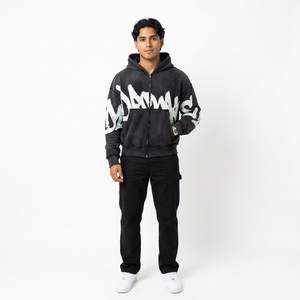 Custom 430GSM Heavyweight 100% Cotton Fleece Hoodie Vintage Oversized 3D Puff Printing Streetwear Pullover <b>Men</b> <b>Sweatshirt</b> - Product Image 2