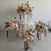Boule de fleurs PPS de qualité supérieure, rose et verte, arrangement floral en soie pour centre de table de mariage, événement, décoration intérieure