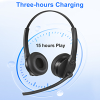 Headset Bluetooth Nirkabel Over Ear dengan Mikrofon Peredam Kebisingan untuk Kerja Jarak Jauh di Kantor