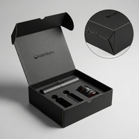 Coffret Crème Visage Éclaircissante à l'Encre de Soja, Emballage Carton Luxe avec Inserts, Logo Gaufré, Boîtes d'Expédition Noires à Rabat, Éponge