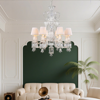 Lustre en cristal K9 avec abat-jour en tissu pour la décoration intérieure, idéal pour les projets hôteliers, les chambres et les salons