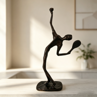 Statue moderne artisanale en fonte de joueur de tennis masculin, figurine abstraite d'athlète, ornement de bureau, décoration pour salon, étagère de bureau, maison