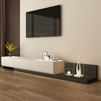 Meuble TV en bois massif de haute qualité Mobilier de salon avec lumière LED Meuble TV Unité de table basse