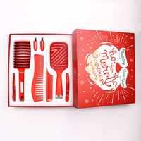 Ensemble de brosses à cheveux professionnelles pour démêler les cheveux, 8 pièces, avec logo personnalisé, emballage de Noël, vente en gros