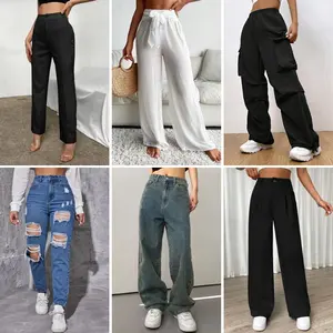 2024 New Fashion Personality Washed Denim Straight-leg pants Loose wide-legged womens jeans styles randomly shipped