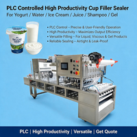 Machine de remplissage et de scellage automatique de gobelets en plastique à haute productivité contrôlée par PLC pour yaourt, eau, crème glacée, jus, shampoing, gel