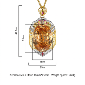 High Quality Jewelry Eco-friendly <b>Copper</b> Oval Cut 18*25mm Multicolor Zircon Unisex Gold Plated Classic <b>Chains</b> Pendant Necklace - Product Image 3