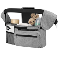 Extra große Kinderwagen-Organizer-Tasche mit abnehmbarer Reißverschlusstasche und 2 isolierten Getränkehaltern