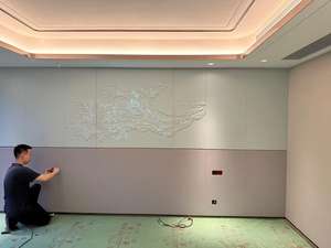 Modern 3D deri oyma duvar paneli yüksek kaliteli ev ve otel dekorasyon su geçirmez yanmaz nem geçirmez parlayan arka plan - Product Image 3