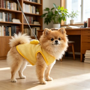 Cute 3D Chick Leash Vest Yellow Polyester Summer Pet <b>Clothes</b> For Teddy Dogs And <b>Cats</b> - Product Image 3