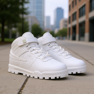 Fila Chaussures à lacets pour hommes, style chunky, blanches, bout rond, tige synthétique, semelle extérieure en caoutchouc, toutes saisons, usage décontracté - Product Image 2