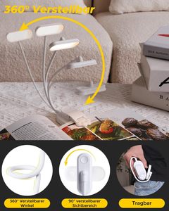 Lampu Meja LED Lampu Jepit 3 Mode Kecerahan Lampu Jepit Dapat Diredupkan Baterai Isi Ulang Lampu Baca Jepit Fleksibel - Product Image 5