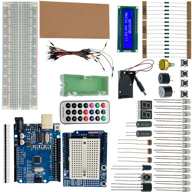 OKY1025-3 Complete Electron Circuit Module Starter Kit with LCD Display Various Sensors for Arduino Projects