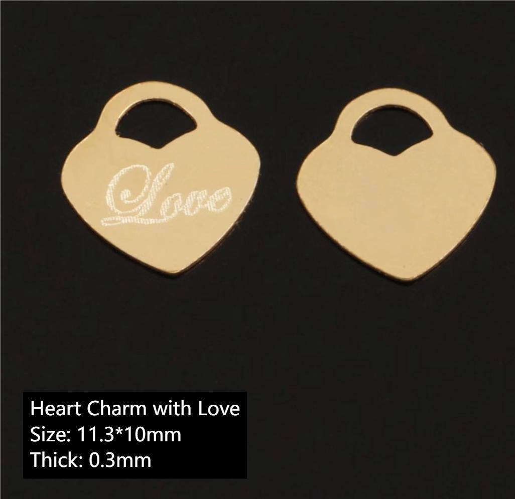 14 Gold Filled Heart charm with love