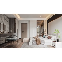 Armoire de chambre moderne sur mesure à portes battantes, avec rangement superposé convertible DIY, panneau en verre et éclairage intégré, organisateur de vêtements