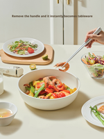 Ensemble de 4 ustensiles de cuisine en granit durables avec poignées amovibles, comprenant une poêle antiadhésive, un wok et une casserole, pour la cuisine domestique