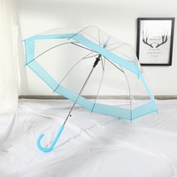 Parapluie droit transparent en plastique résistant au vent et transparent, adorable design en forme de champignon, jours de pluie, impression de logo personnalisée